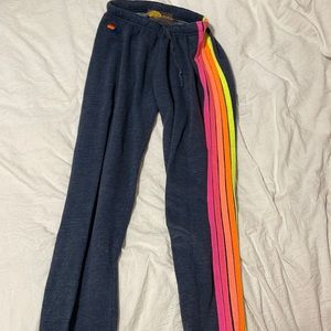 aviator nation navy with neon stripes sweatpants